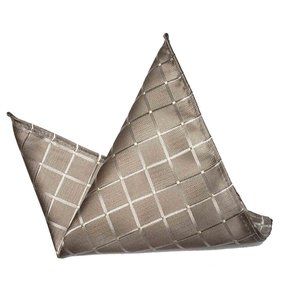 Gascoigne Pocket Square Tan Beige White Geometric
